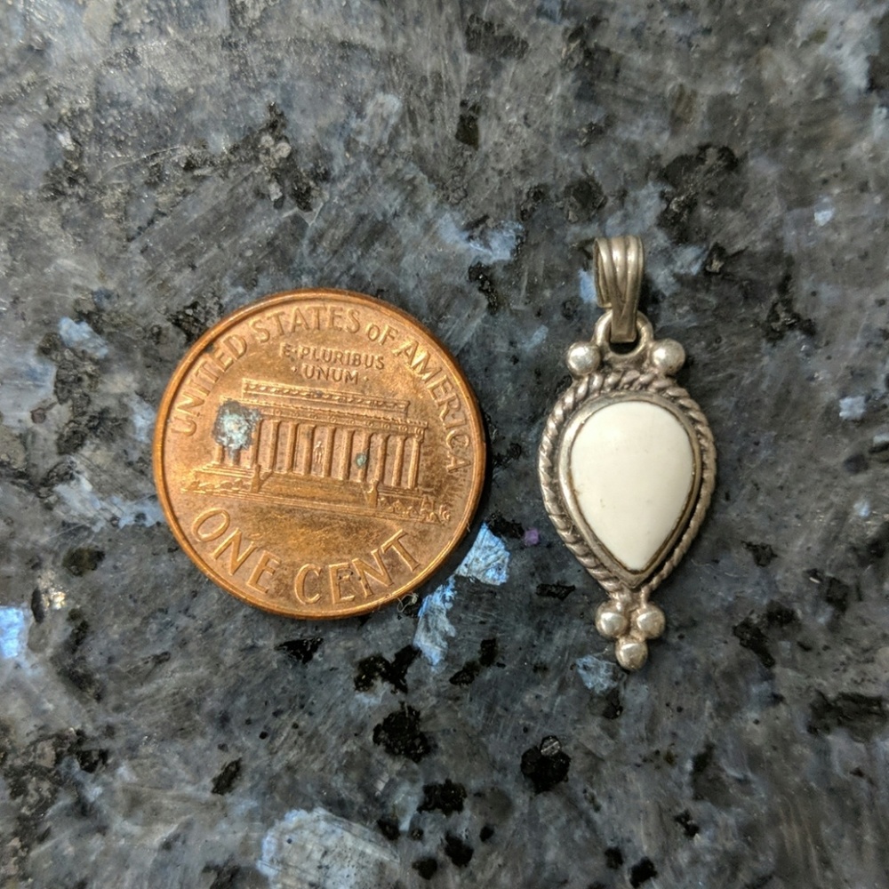 dainty sterling pendant with white stone